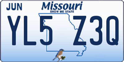 MO license plate YL5Z3Q
