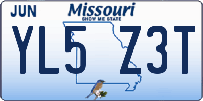 MO license plate YL5Z3T