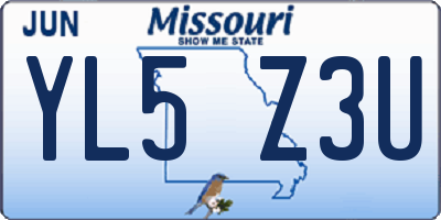 MO license plate YL5Z3U