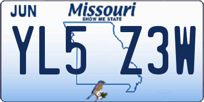 MO license plate YL5Z3W