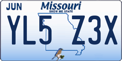 MO license plate YL5Z3X
