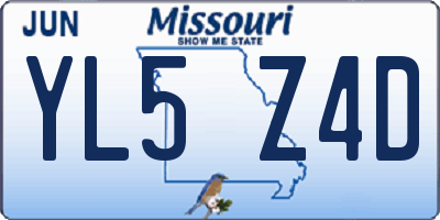 MO license plate YL5Z4D