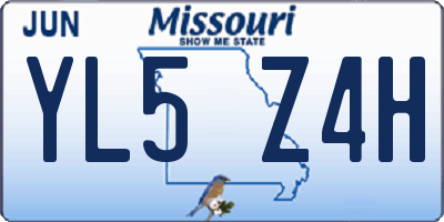 MO license plate YL5Z4H