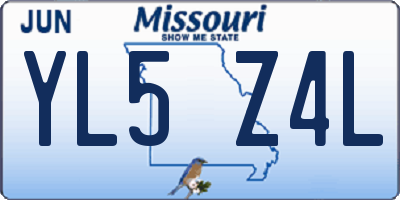 MO license plate YL5Z4L