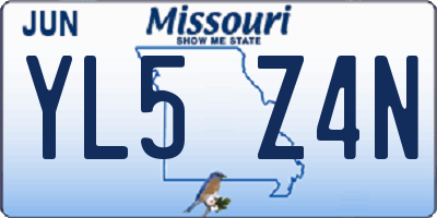 MO license plate YL5Z4N