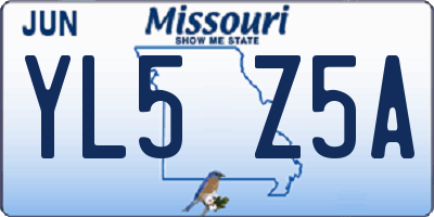 MO license plate YL5Z5A