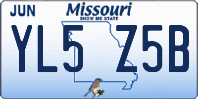 MO license plate YL5Z5B