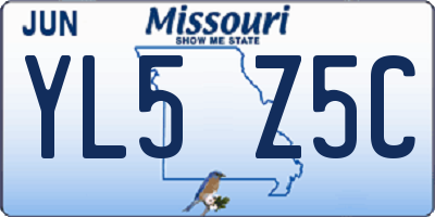 MO license plate YL5Z5C