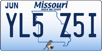 MO license plate YL5Z5I