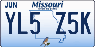 MO license plate YL5Z5K
