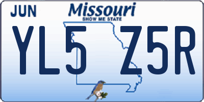 MO license plate YL5Z5R