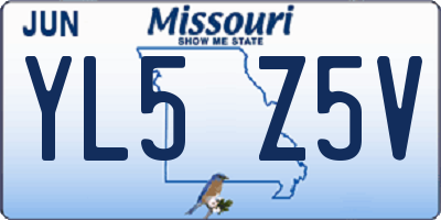 MO license plate YL5Z5V