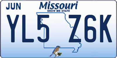 MO license plate YL5Z6K