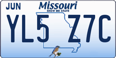 MO license plate YL5Z7C