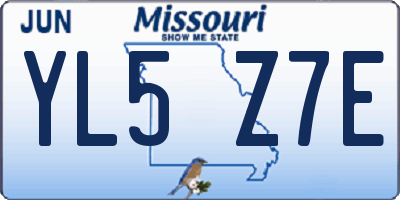 MO license plate YL5Z7E