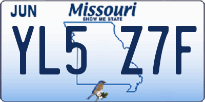 MO license plate YL5Z7F