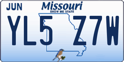 MO license plate YL5Z7W