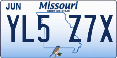 MO license plate YL5Z7X