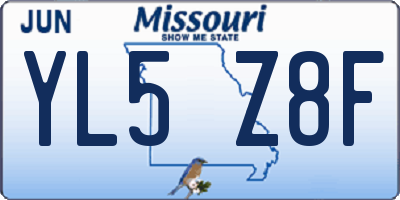 MO license plate YL5Z8F
