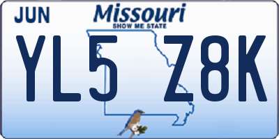MO license plate YL5Z8K