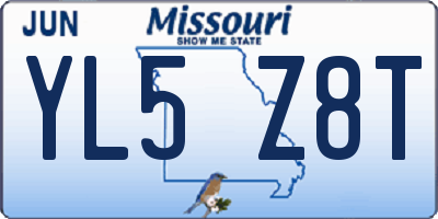 MO license plate YL5Z8T