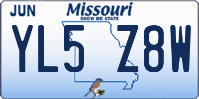MO license plate YL5Z8W