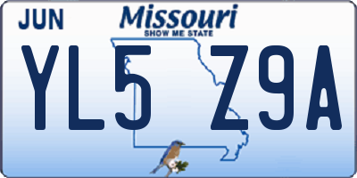 MO license plate YL5Z9A