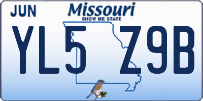MO license plate YL5Z9B