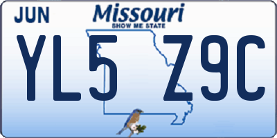 MO license plate YL5Z9C