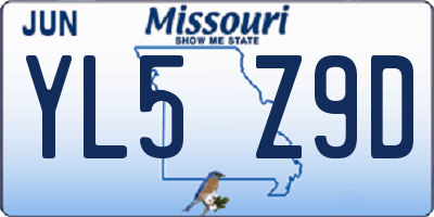 MO license plate YL5Z9D