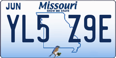 MO license plate YL5Z9E