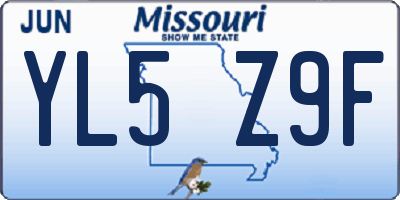 MO license plate YL5Z9F