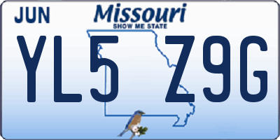 MO license plate YL5Z9G
