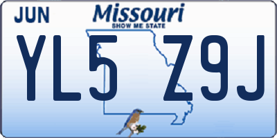 MO license plate YL5Z9J