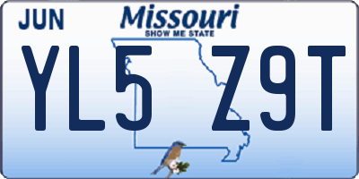 MO license plate YL5Z9T