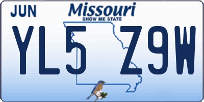 MO license plate YL5Z9W