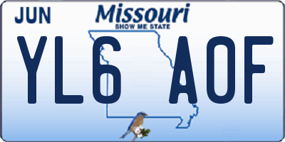 MO license plate YL6A0F
