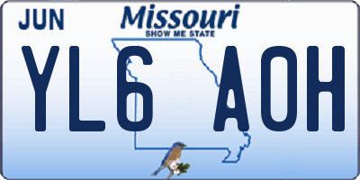 MO license plate YL6A0H