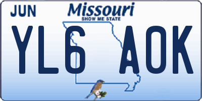 MO license plate YL6A0K