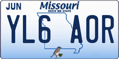 MO license plate YL6A0R