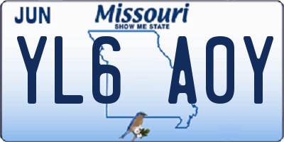 MO license plate YL6A0Y