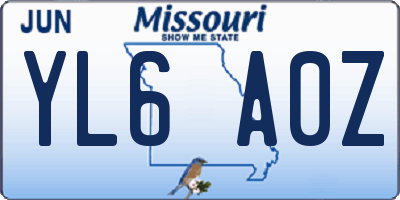 MO license plate YL6A0Z