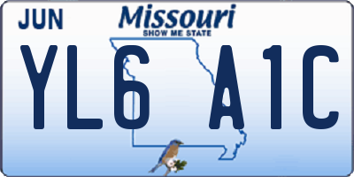 MO license plate YL6A1C