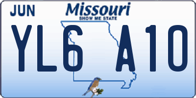 MO license plate YL6A1O