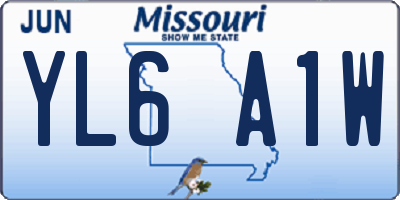 MO license plate YL6A1W