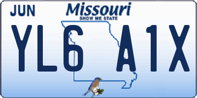 MO license plate YL6A1X