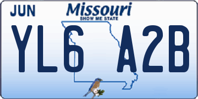 MO license plate YL6A2B