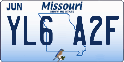 MO license plate YL6A2F