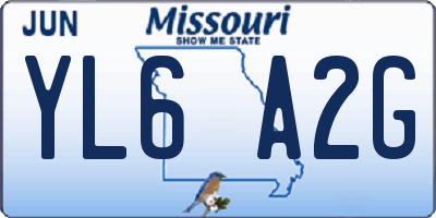 MO license plate YL6A2G