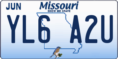 MO license plate YL6A2U